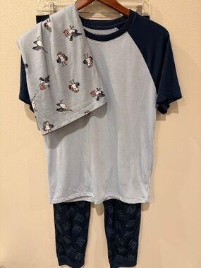 Old Navy Light Blue & Navy Seagull Sleep Set